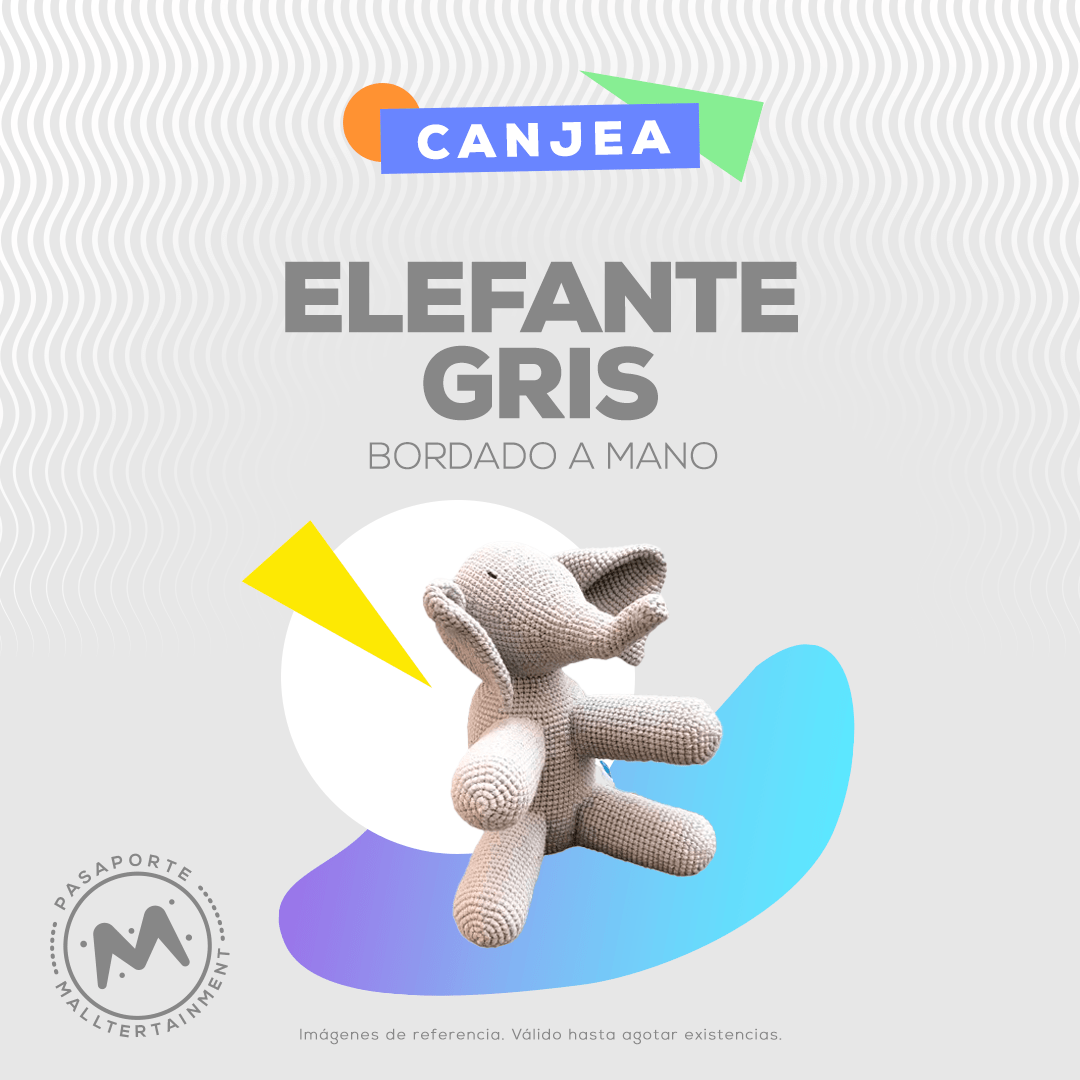 Elefante infantil bordado a mano.