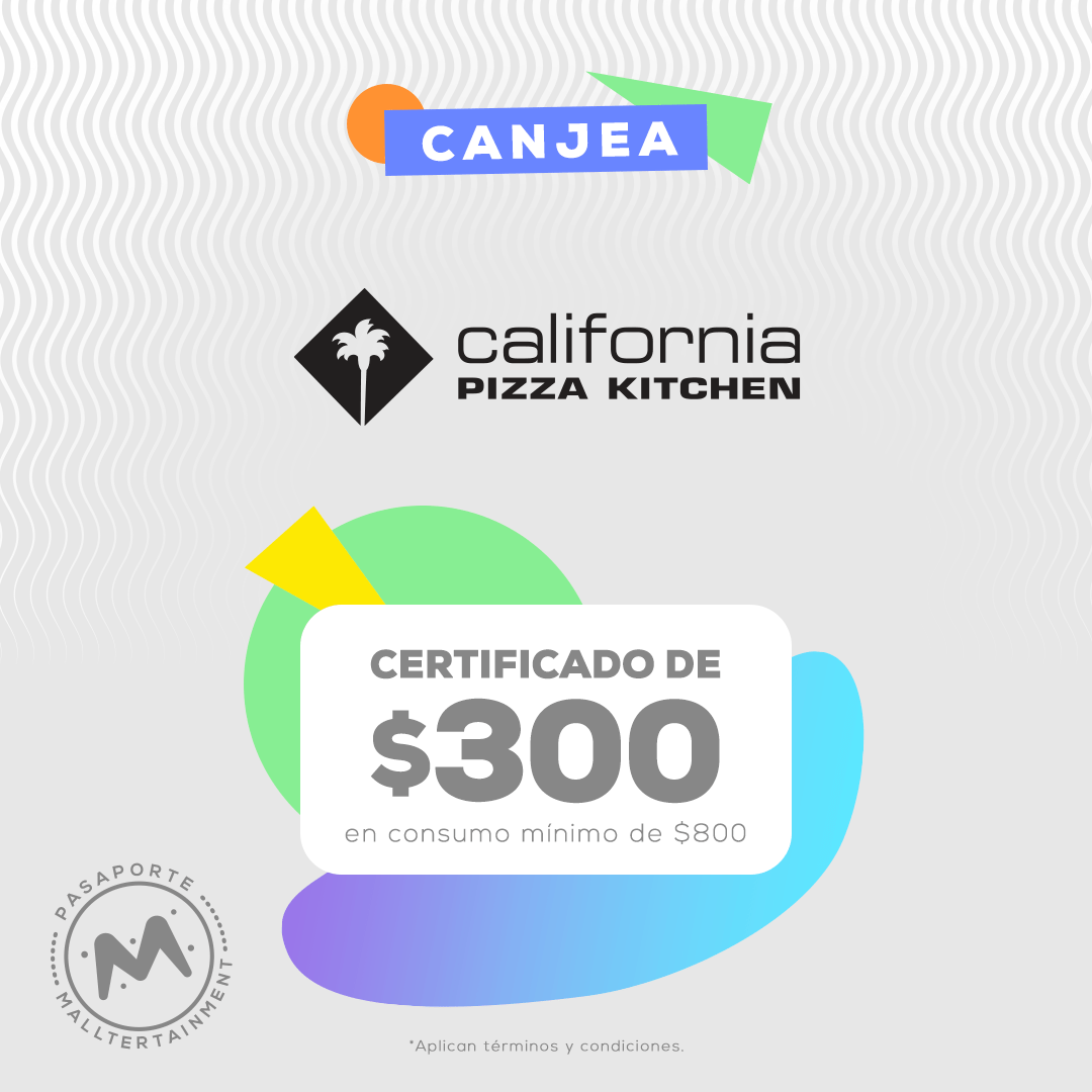 Certificado de consumo por $300. Valido por consumo minimo de $800 pesos/Mx